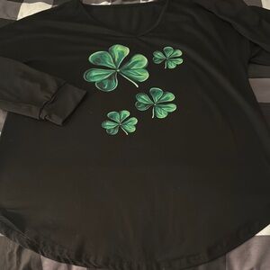 Black Top with Green Clover Design